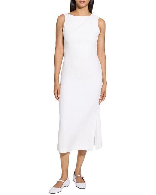 Theory Women's White Linen-Blend Tank Dress - www.rajagirimanappuram.com