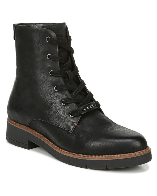 Dr. Scholls Guild Leather Mid Calf Combat & Laceup Boots in Black Lyst