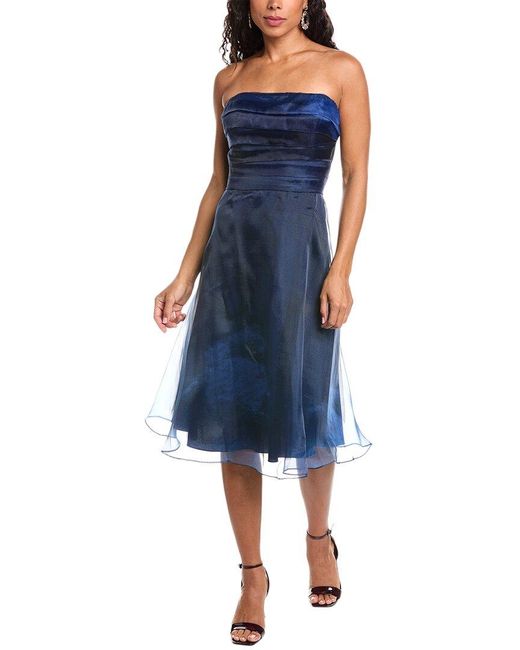Rene Ruiz Blue Rene By Collection Hand-draped Strapless Midi Dress