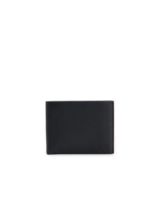 Boss Black Logo-emed Leather Wallet With Six Card Slots for men
