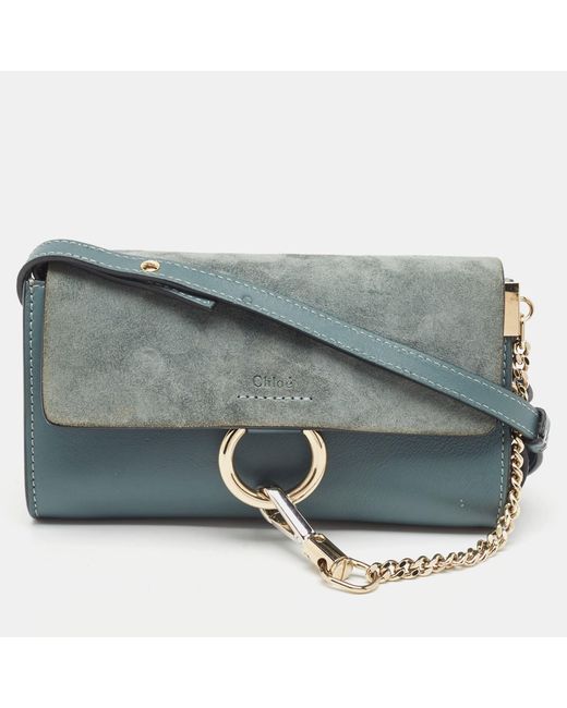 Chloé Gray Leather And Suede Mini Faye Crossbody Bag