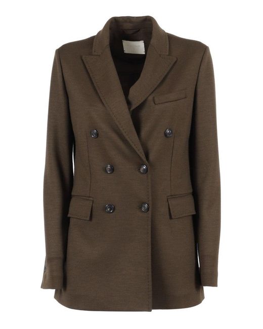 Circolo 1901 Brown Double-Breasted Jacket With Notched Lapel And Tailored Silhouette