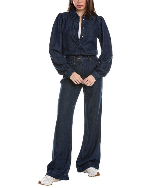 7 For All Mankind Blue Tailored Jumpsuit