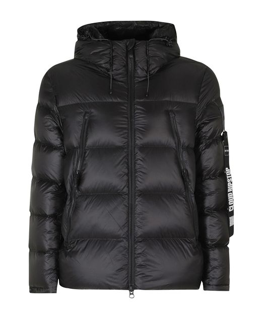 OUTHERE Black High-Collar Ripstop Hooded Down Jacket for men