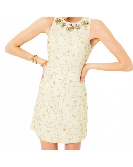 Lilly Pulitzer Augustus Beaded Boucle Shift Dress in Metallic | Lyst