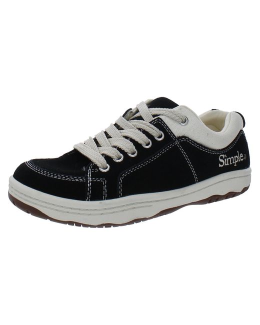 Simplee Black Os Suede Low Top Skate Shoes for men