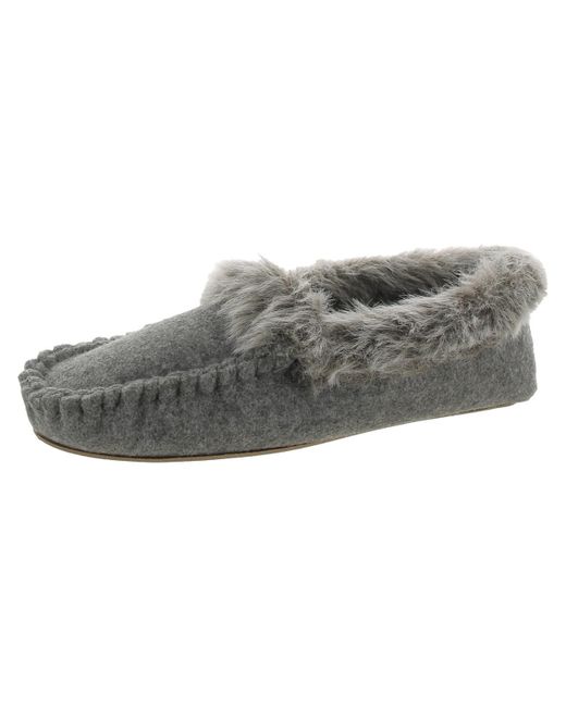 Dearfoams Slip On Flat Moccasin Slippers in Gray Lyst