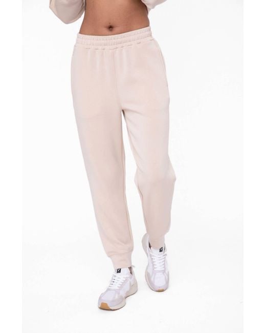 Mono B White Contrast Seam Joggers