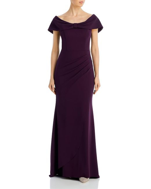 Aqua Purple Pleated Side Slit Evening Dress