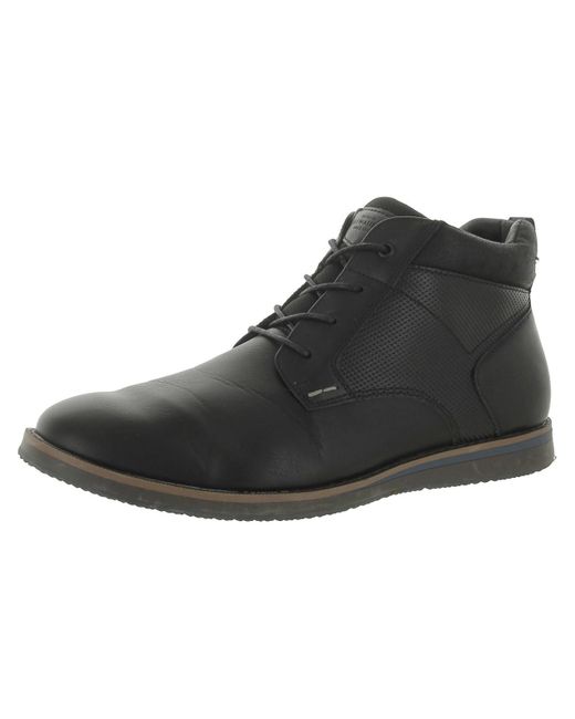 Nunn Bush Black Faux Leather Comfort Insole Ankle Boots for men