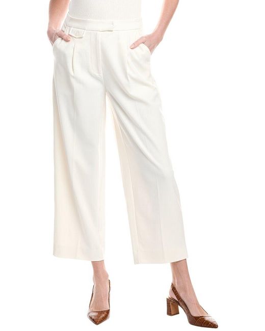 Nanette Lepore White Pleated Twill Pant