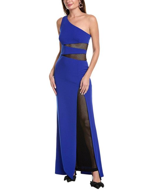 Issue New York Blue Mesh Insert Maxi Dress