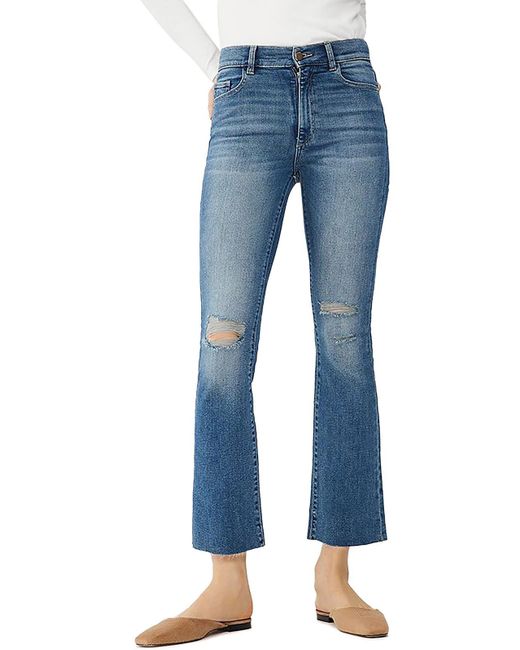 DL1961 Blue High Rise Distressed Bootcut Jeans