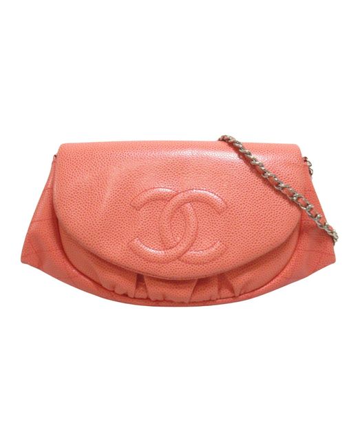 Chanel Pink Half Moon Leather Shoulder Bag (pre-owned)