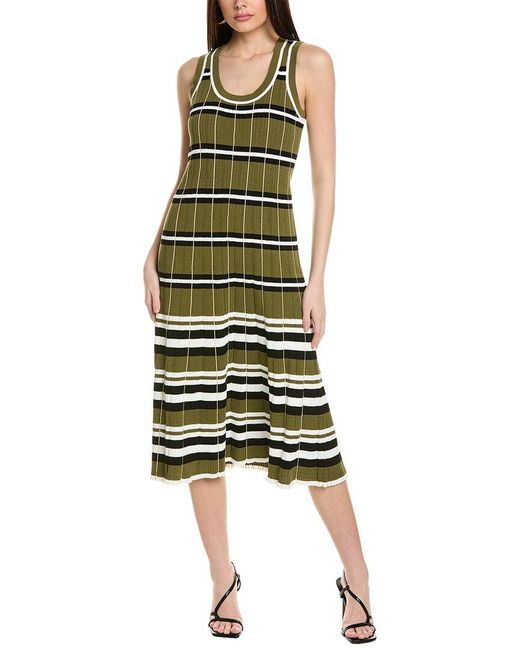 Tanya Taylor Green Heidi Knit Midi Dress