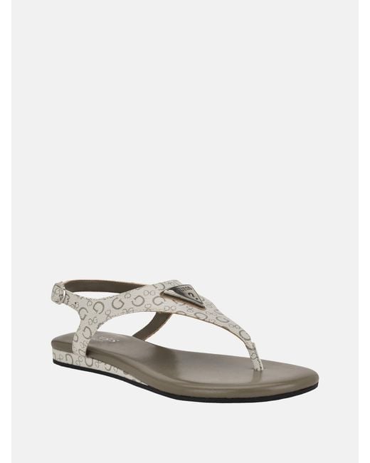 Guess White Jerrah T-Strap Sandals