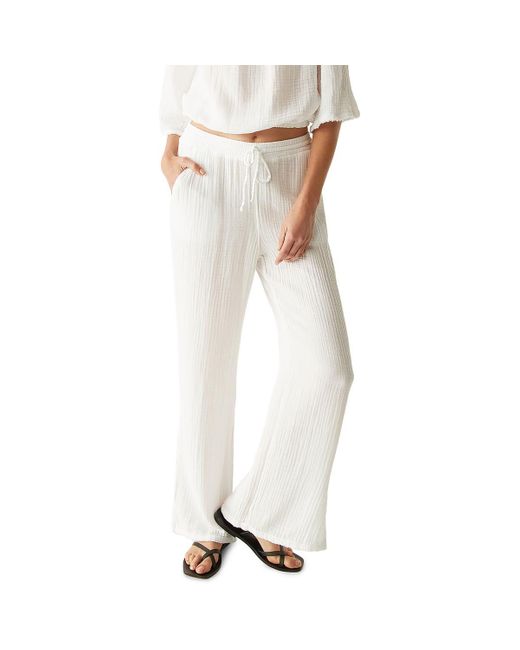 Michael Stars White Drawstring Stretch Straight Leg Pants