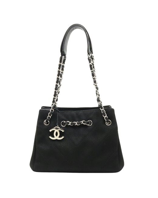 Chanel Black Canvas Shoulder Bag (pre-owned)