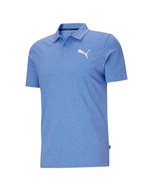 PUMA Essentials Heather Polo in Blue for Men | Lyst