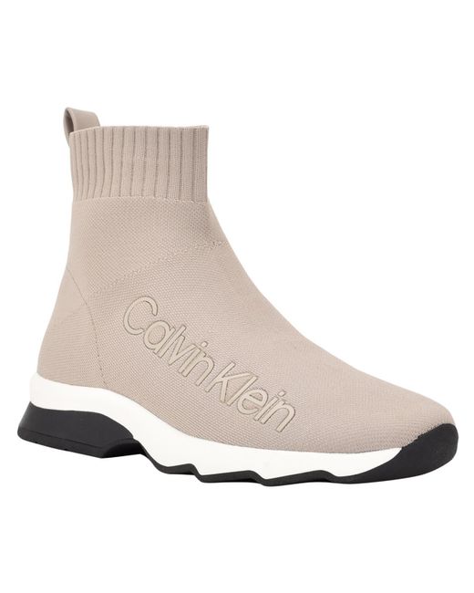 Calvin Klein Natural Karmina High-top Slip-on Sock Sneakers
