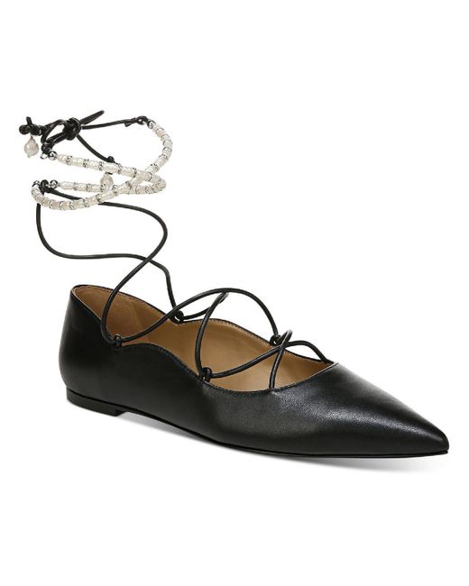 Sam Edelman Winslet Leather Lace-up Ballet Flats in Black | Lyst