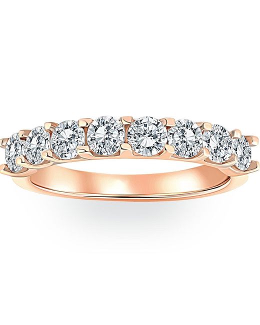 Pompeii3 Metallic 1 5/8 Ct Diamond U Prong Wedding Ring 14k Rose Gold Anniversary Band Lab Grown