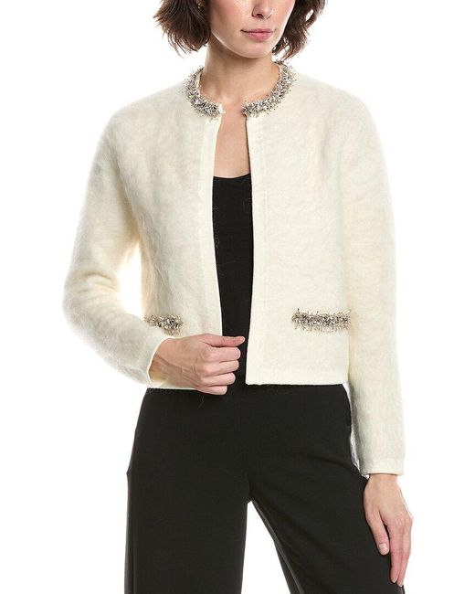 Kobi Halperin White Madeline Fuzzy Alpaca-Blend Cardigan