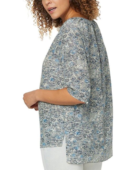 NYDJ Button Down Silk-blend Peasant 