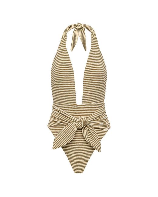 Montce Metallic Neutral Stripe Tropez Tie-Up One-Piece