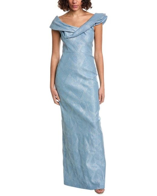 Teri Jon Blue Shimmering Gown
