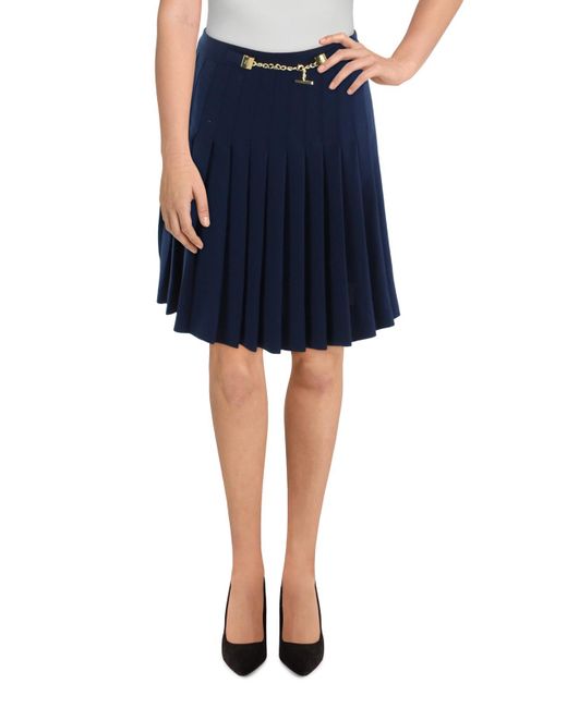 Lauren by Ralph Lauren Blue Chain Mini Pleated Skirt