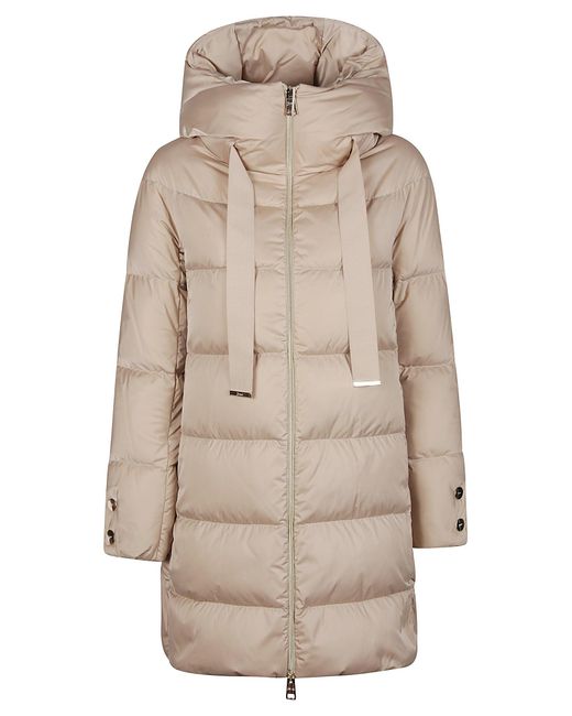 Herno Natural Quilted Down Jacket With Hood And Drawstrings