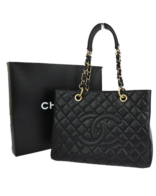 Chanel Black Grand Shopping Calfskin Tote Bag (pre-owned)