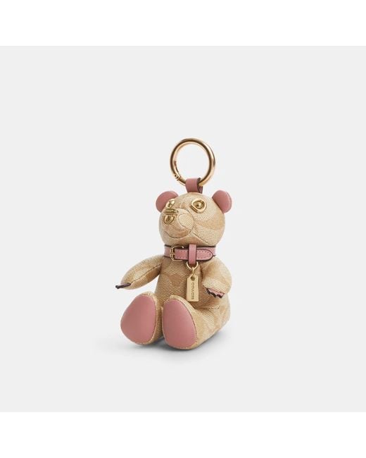 COACH Metallic Bear Bag Charm In Signature Canvas With Heart