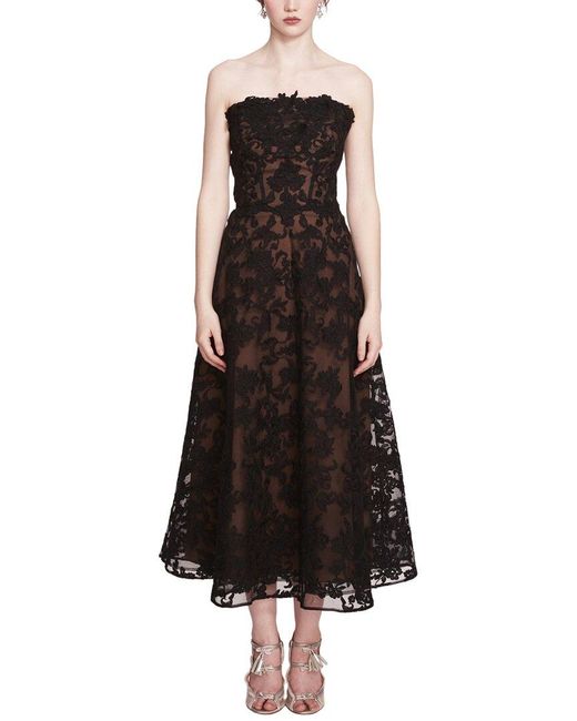 marchesa black dress Off The Shoulder Sweetheart Gown - Black