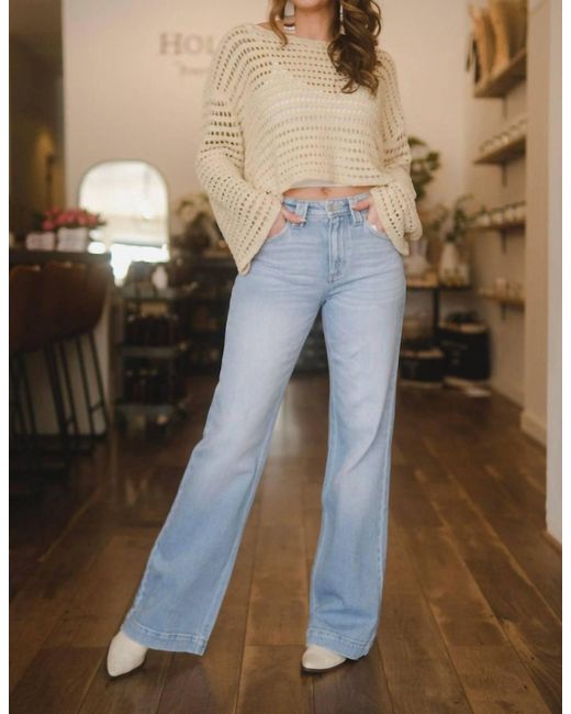 Kancan Holly High Rise Flare Jeans In Light Wash in Blue Lyst