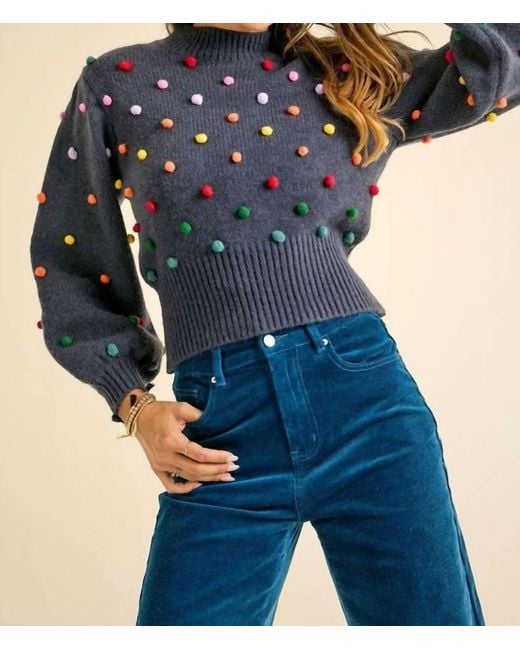 J.Nna Blue Pom Pom Sweater