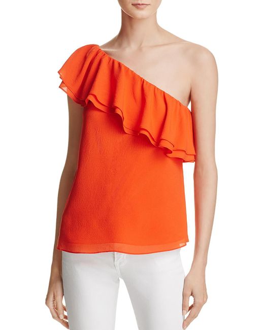 Rebecca Taylor Orange Silk Ruffled Dress Top