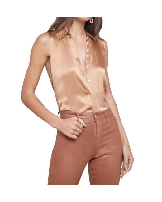L'Agence Brown Emmy Sleeveless Blouse