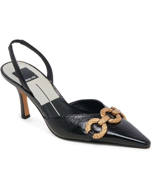 Dolce Vita Black Haylee Suede Pointed Toe Slingback Heels
