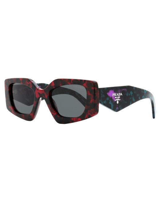 Prada Black Geometric Sunglasses Spr15y 09z-5s0 Scarlet Tortoise 51mm