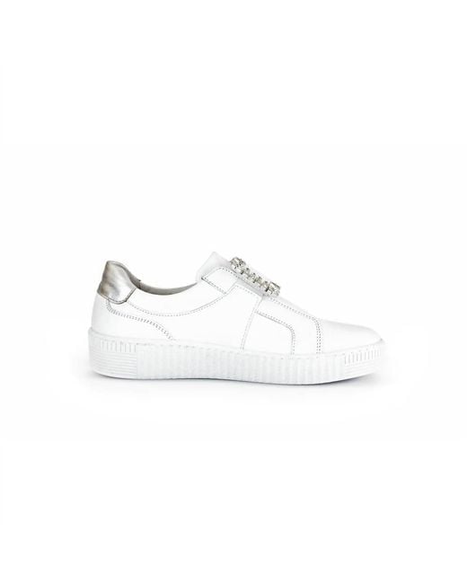 Gabor White Rhinestone Buckle Sneaker