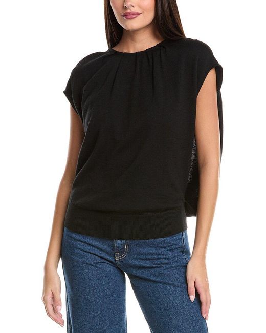 Jonathan Simkhai Black Lamara Draped Wool Pullover