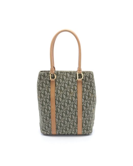 Dior Multicolor Handbag Tote Bag Canvas Leather Khaki Off
