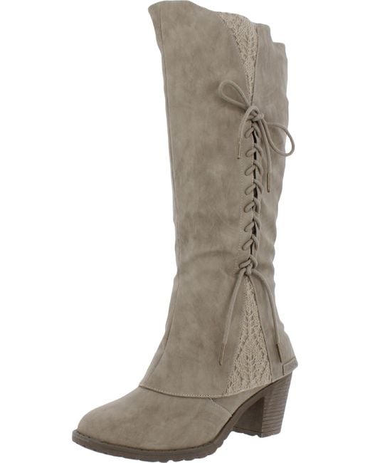 Lukees by Muk Luks Lacy Leo Faux Leather Comfort Kneehigh Boots in Gray Lyst