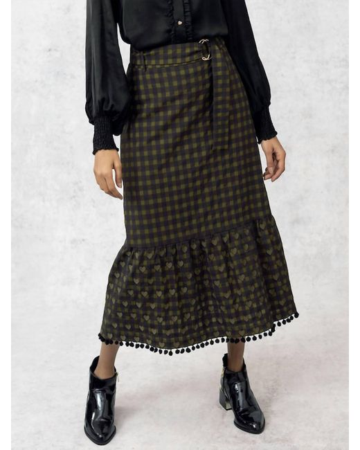 Emily Lovelock Black Margaret Plaid Skirt