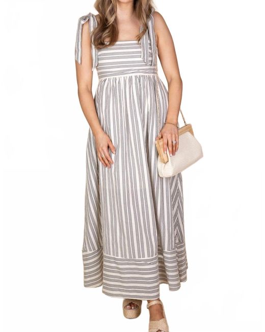 miou muse linen dress Miou Muse Coastal Stripe Linen Blend Maxi Dress