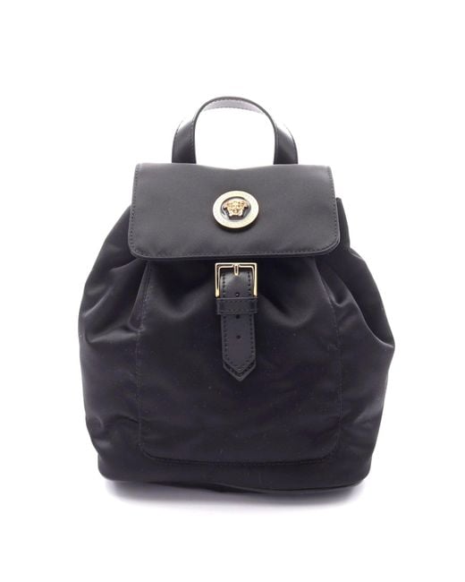 Versace Blue Medusa Nylon Leather Backpack