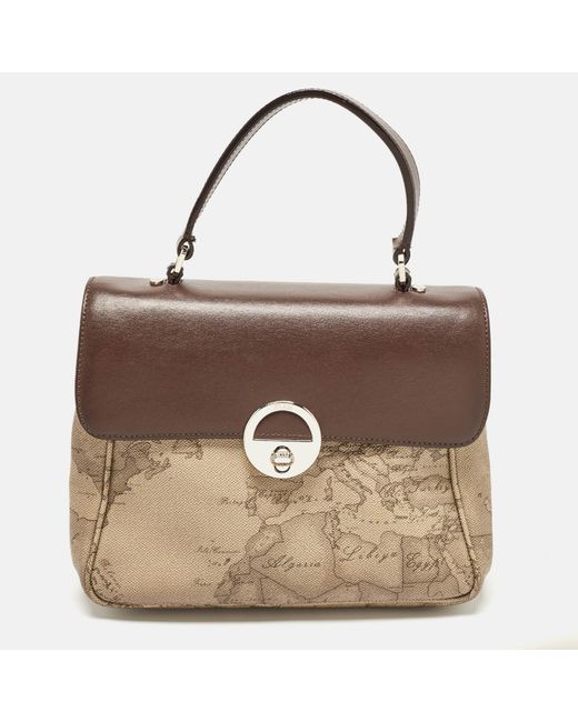 Alviero Martini 1A Classe Brown Choco /beige Coated Canvas And Leather Top Handle Bag