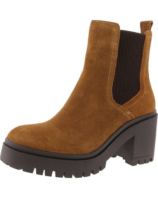 Blondo Brown Leather Lugged Sole Ankle Boots